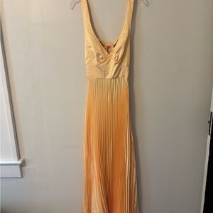 Elegant Orange Pleated Dress